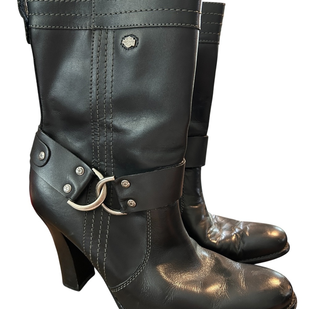 Harley-Davidson‎ Black Heeled Leather Boots